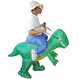 Надувной маскарадный костюм Наездник на динозавре (зеленый)