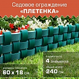 Ограждение садовое Мастер Сад Плетенка зеленая 2,4 м, высота 19,5 см